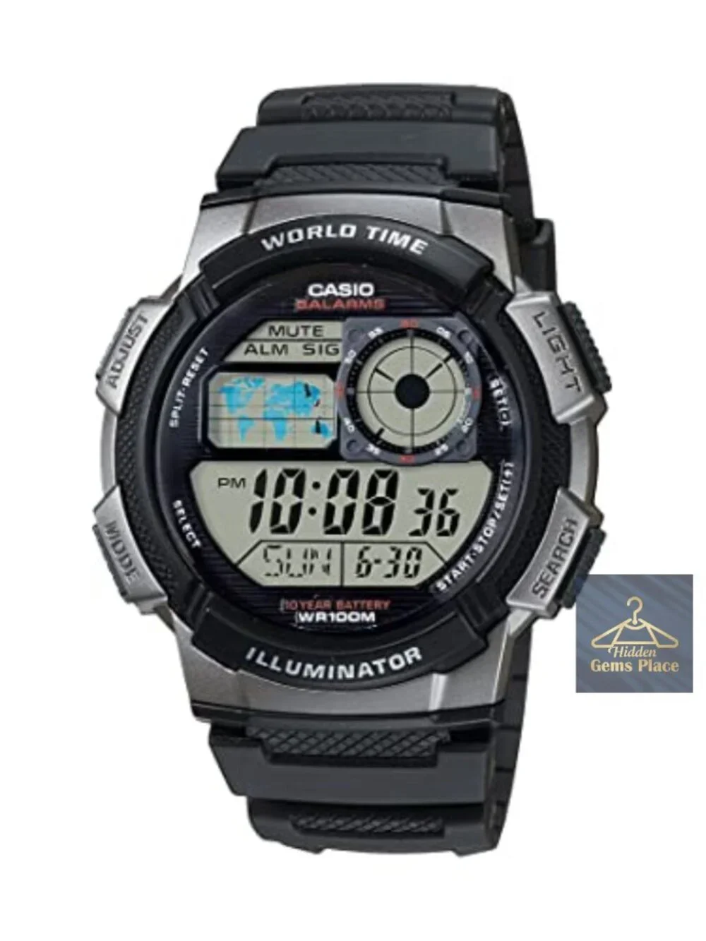 Casio Men's Digital Watch AE1000W Series 100M Water Resistant Multi Alarm LED